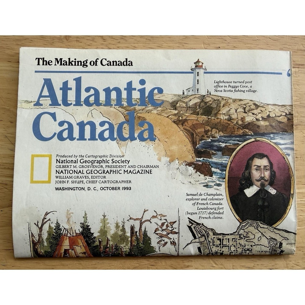 National Geographic October 1993 Map Insert ~ The Making Of Atlantic Canada